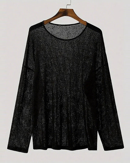 Men's Sheer O-Neck Long Sleeve Sweater