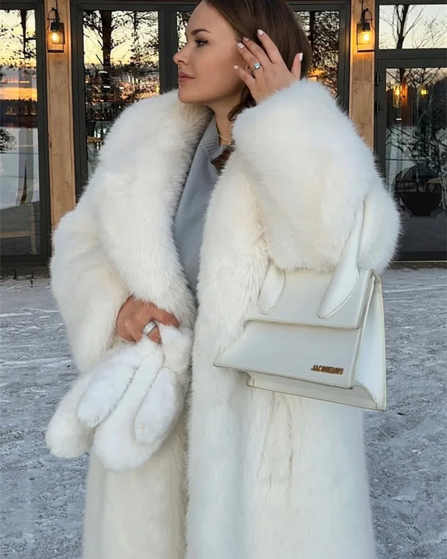 Women's Faux Fur Coat – Luxury Elegant Loose Fit Coat