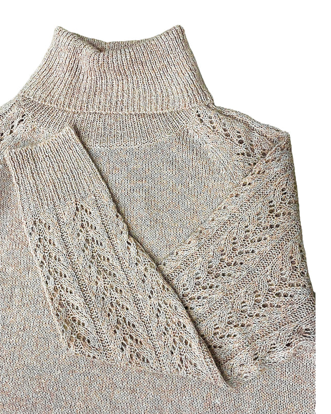 High Neck Knit Sweater - 100% Acrylic Hollow Weave, Loose Fit - Women's Casual Pullover for Fall/Winter