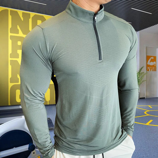 Men's High Collar Compression Fitness Sweatshirt - Various Colors