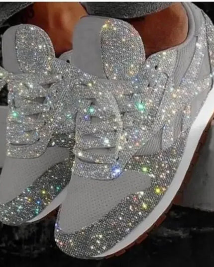Women's Glitter Lace-Up Vulcanized Sneakers