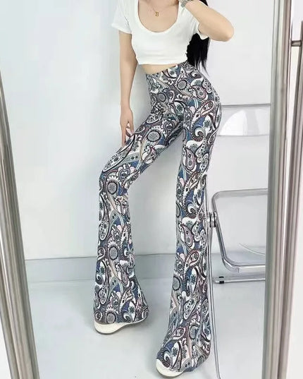 Women's Slim High Waist Striped Flare Pants