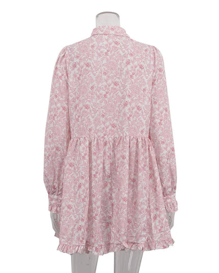 Women's Loose Mini Dress – Elegant Classic Pleated Style for Women