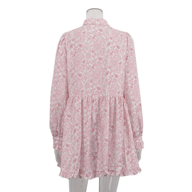 Women's Loose Mini Dress – Elegant Classic Pleated Style for Women
