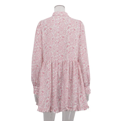 Women's Loose Mini Dress – Elegant Classic Pleated Style for Women