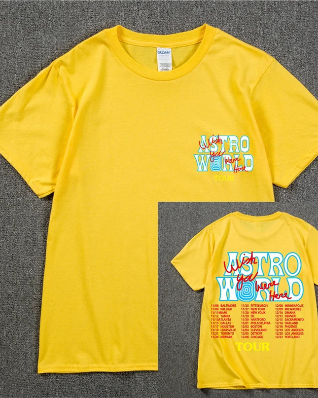 New Summer Hip Hop T Shirt Men Women Cactus Jack Harajuku T-Shirts WISH YOU WERE HERE Letter Print Tee Tops Fashion streetwear
