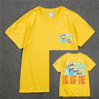 New Summer Hip Hop T Shirt Men Women Cactus Jack Harajuku T-Shirts WISH YOU WERE HERE Letter Print Tee Tops Fashion streetwear