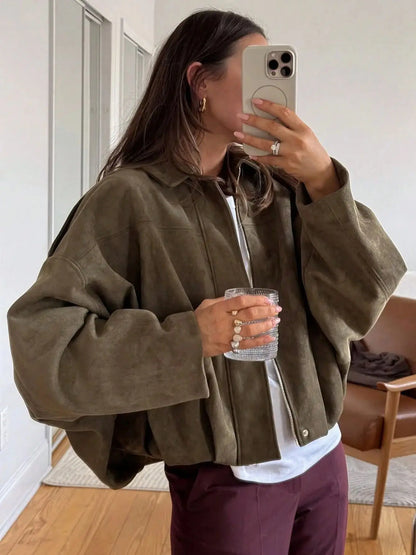 Vintage Women's Oversized Jacket - Loose Fit, Soft & Stylish Outerwear for Women