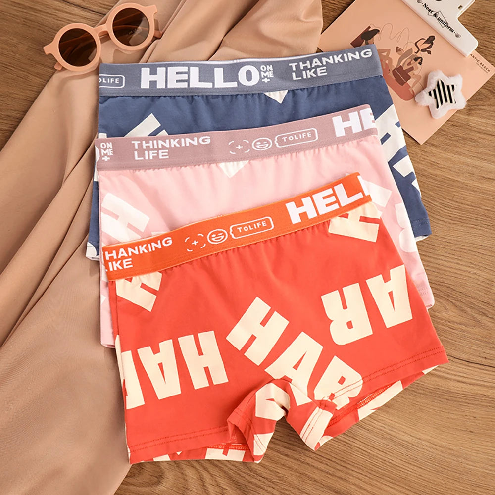 3PCS Women's Cotton Soft Letter Print Panties Set – Comfortable Female Underwear