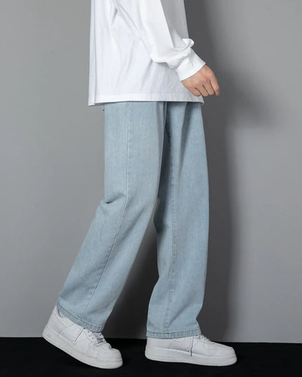 Korean style Men's Classic Wide-Leg Straight Denim Jeans