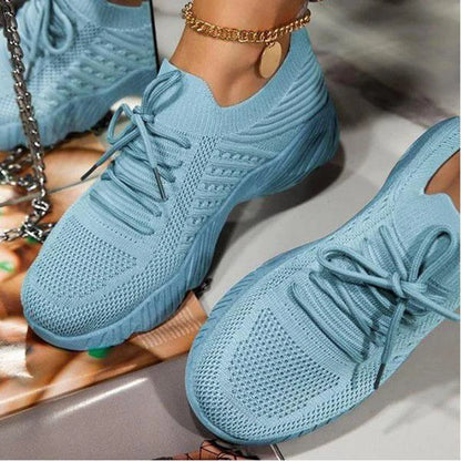 Breathable Casual Women's Sneakers with Lace-Up Design - Various Colors