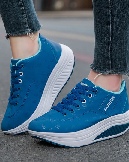 Women's Casual Breathable Comfort Wedge Heel Walking Sneakers with Thick Sole