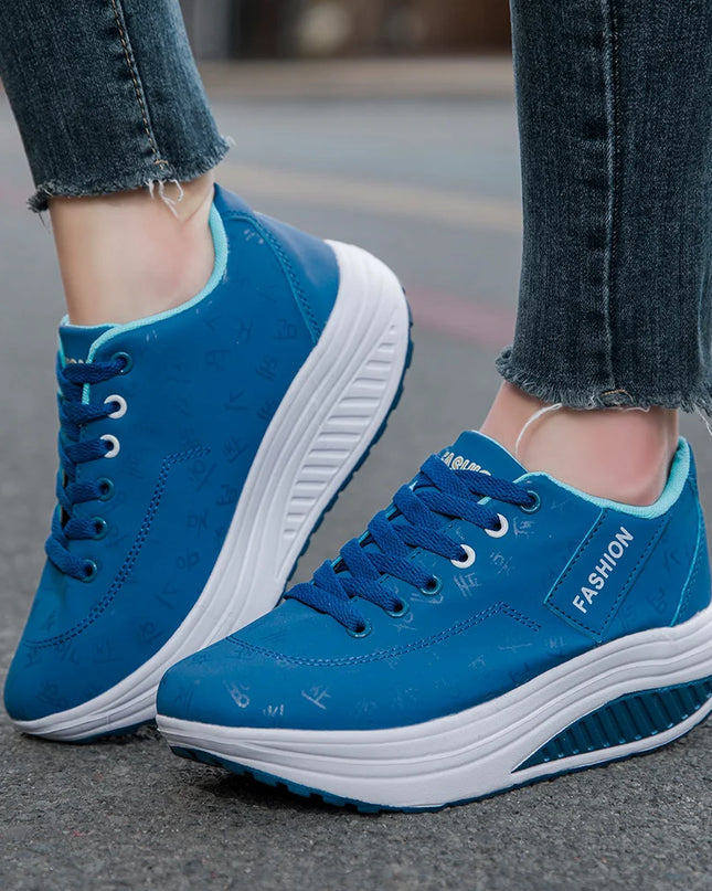 Women's Casual Breathable Comfort Wedge Heel Walking Sneakers with Thick Sole