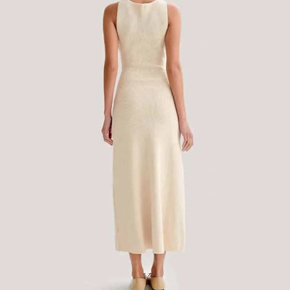 Stylish Women's Long Sleeveless Knitted Dress with Buttons