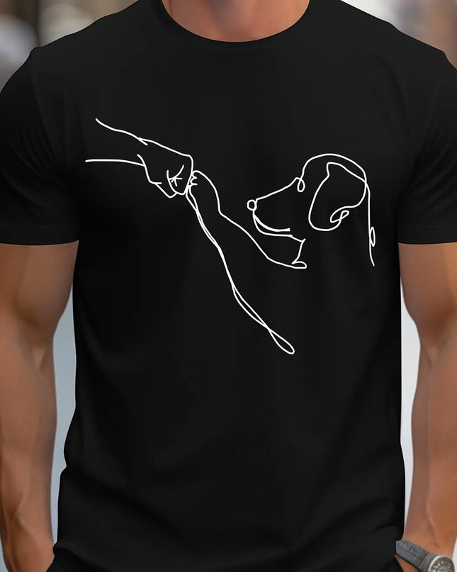 Men's Cotton Casual Sports T-Shirt with Dog First Print