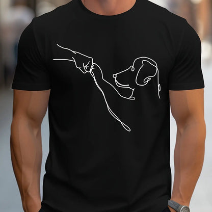 Men's Cotton Casual Sports T-Shirt with Dog First Print