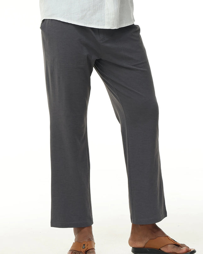 Men's Casual Linen Cotton  Pants Breathable Loos Elastic Waist