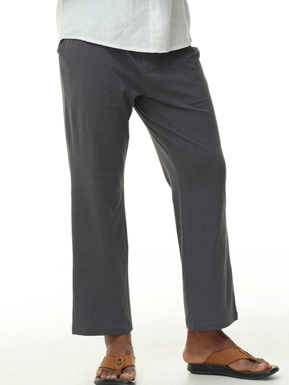 Men's Casual Linen Cotton  Pants Breathable Loos Elastic Waist