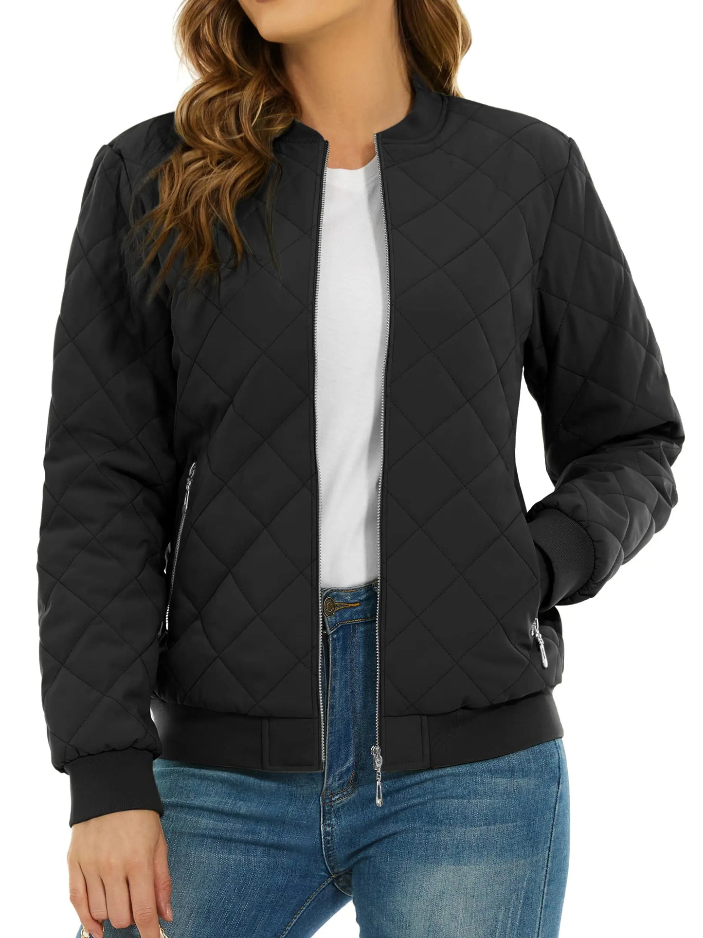 TACVASEN Women's Padded Warm Jacket – Diamond Quilted Zip-Up Winter Coat