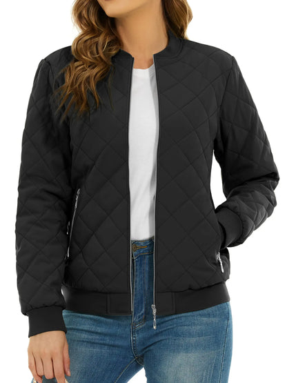 TACVASEN Women's Padded Warm Jacket – Diamond Quilted Zip-Up Winter Coat