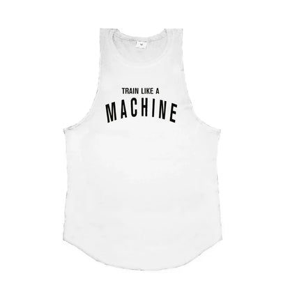 Men's Cotton Tank Top with "Train Like a Machine" Printed Design