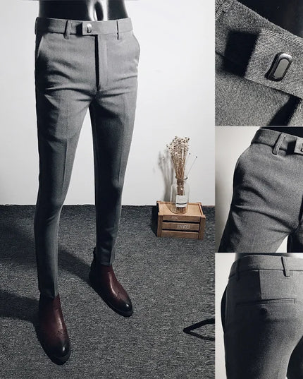 Men's Slim Fit Dress Pants - Formal Slim Trousers for Men