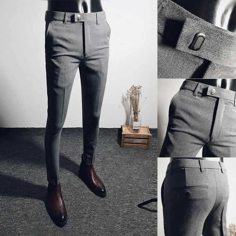 Men's Slim Fit Dress Pants - Formal Slim Trousers for Men