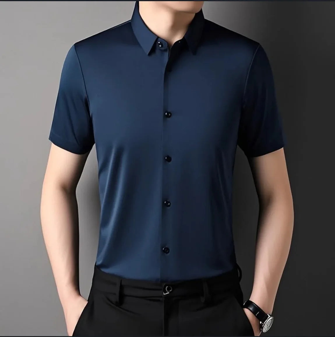 High-Stretch Men's Short Sleeve Casual Shirt