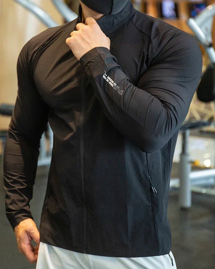 Men's Breathable Elastic Compression Jacket - Lightweight, Athletic Fit for Active Wear