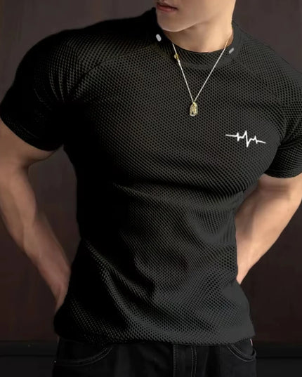Men's Honeycomb Pattern Quick-Dry Breathable Elastic T-Shirt