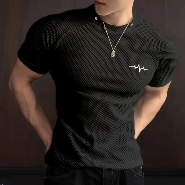 Men's Honeycomb Pattern Quick-Dry Breathable Elastic T-Shirt