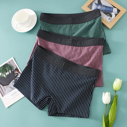 3PCS Women's Cotton Briefs Pack – Soft, Breathable, High Elasticity, Striped Mid-Rise Underwear for Women