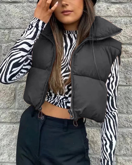 Women's Cotton Parka Jacket with Down Vest and Stand-Up Collar