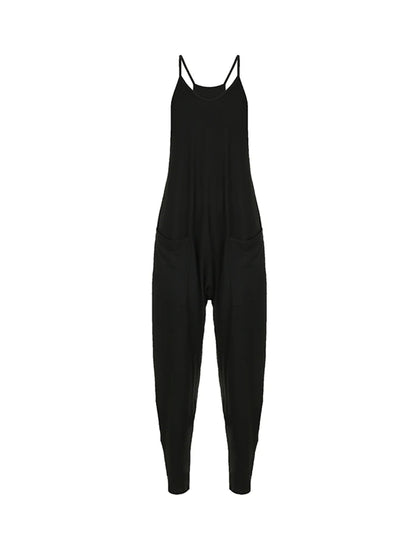 Women's Casual Baggy Jumpsuits with Pockets & Straps