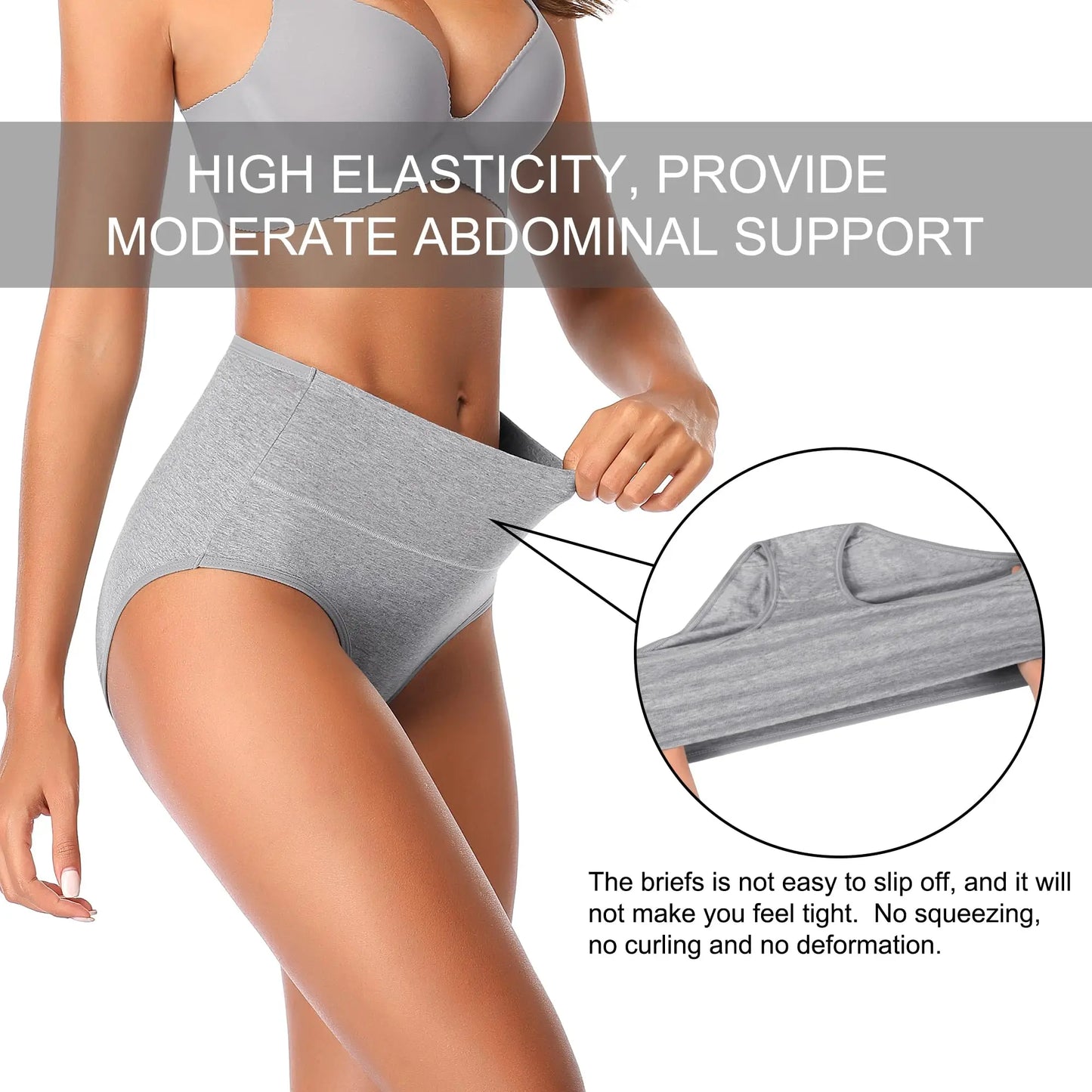 4-Piece Women's High-Waisted Tummy Control Underwear Cotton Soft Stretch Briefs