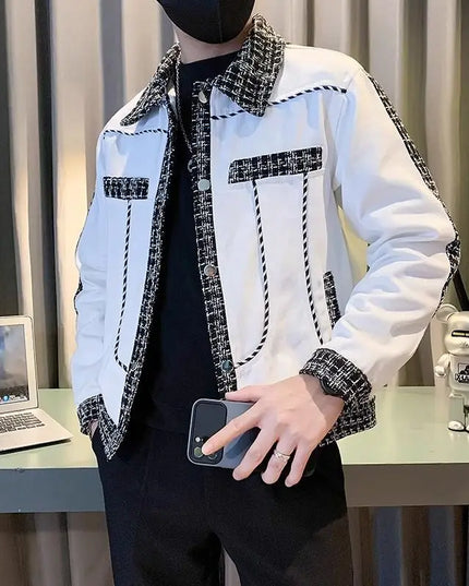 Men's Turn-Down Collar Patchwork Jacket