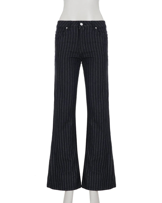 Women's Low Rise Bootcut Striped Flare Pants