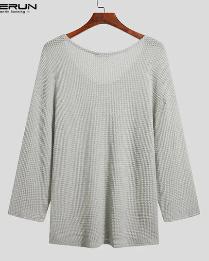 INCERUN Men's V-Neck Sweater with Mesh Design - Various Colors