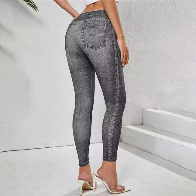 Women's Vintage High-Waist Skinny Denim Pants