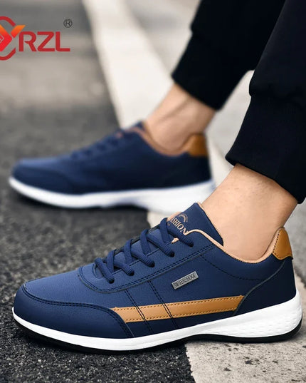 Men's Faux Leather Sneakers - Non-Slip Design - Various Colors