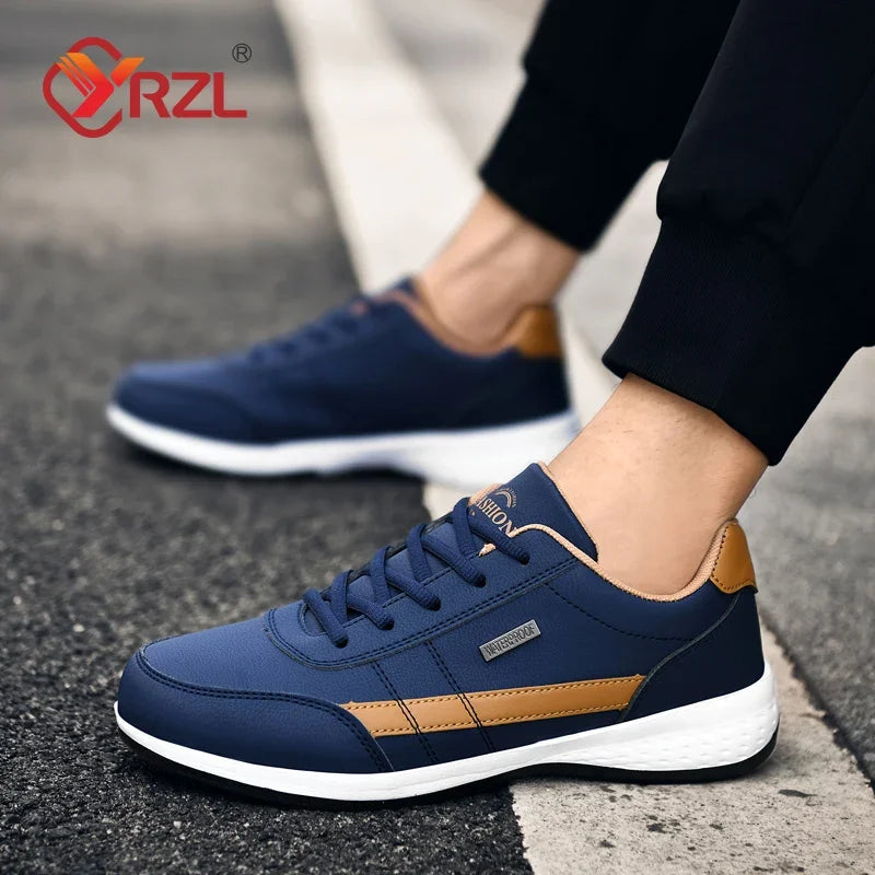 Men's Faux Leather Sneakers - Non-Slip Design - Various Colors