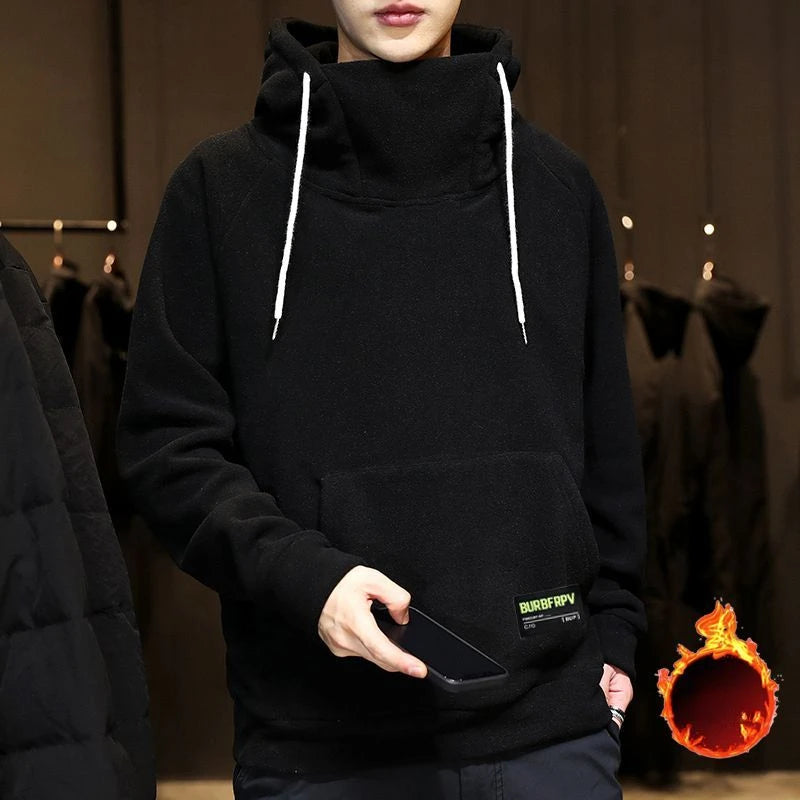 Men's Turtleneck Hoodie - Thick Fleece, Loose Fit Sweater