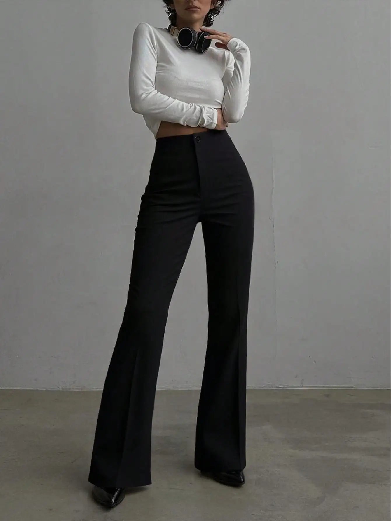 Women's Elegant High-Waisted Straight Leg Pants