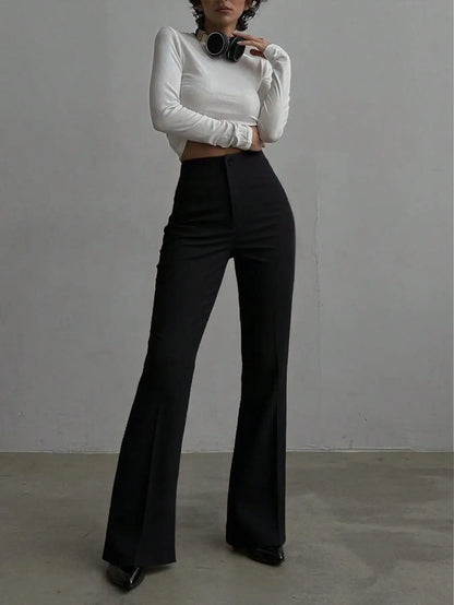 Women's Elegant High-Waisted Straight Leg Pants