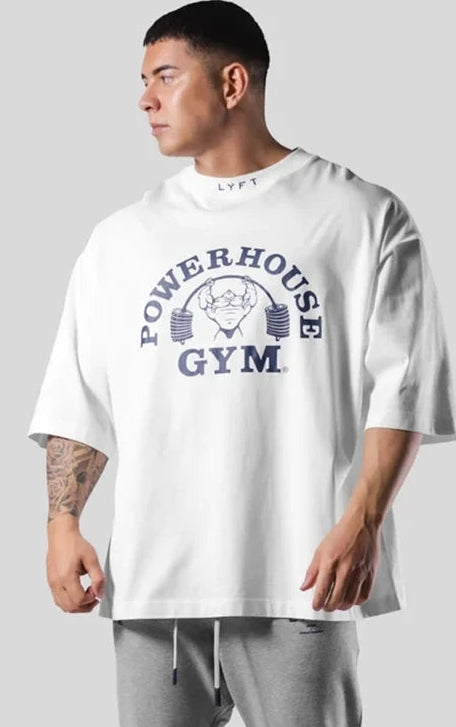 Lyft Men's Oversized Cotton T-Shirt with "Powerhouse Gym" Print