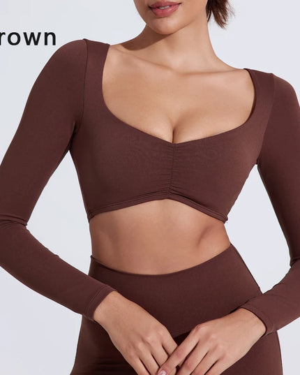 Women's Long-Sleeved Nylon Crop Top