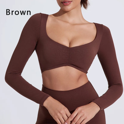 Women's Long-Sleeved Nylon Crop Top