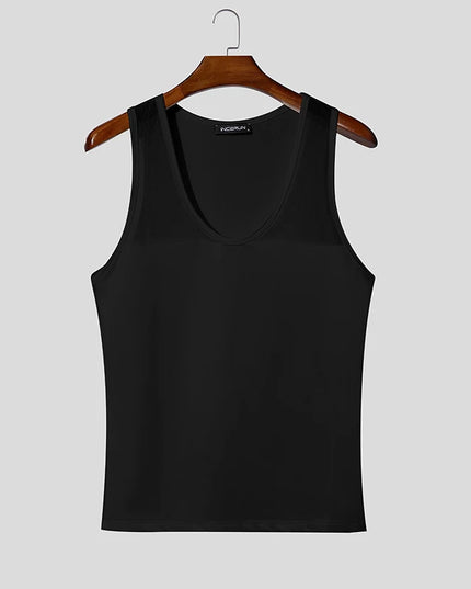 INCERUN Men's Mesh See-Through Tank Tops