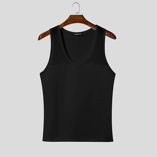 INCERUN Men's Mesh See-Through Tank Tops