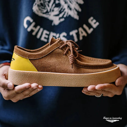 Men's Vintage Thick-Soled Faux Leather Low-Cut Sneakers 
